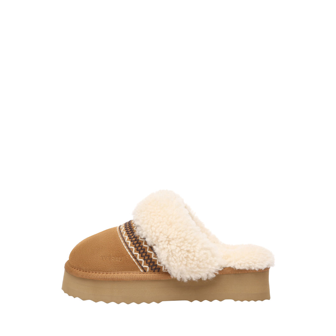EVERAU Crake Chestnut Platform Slippers Kapcie Brązowe