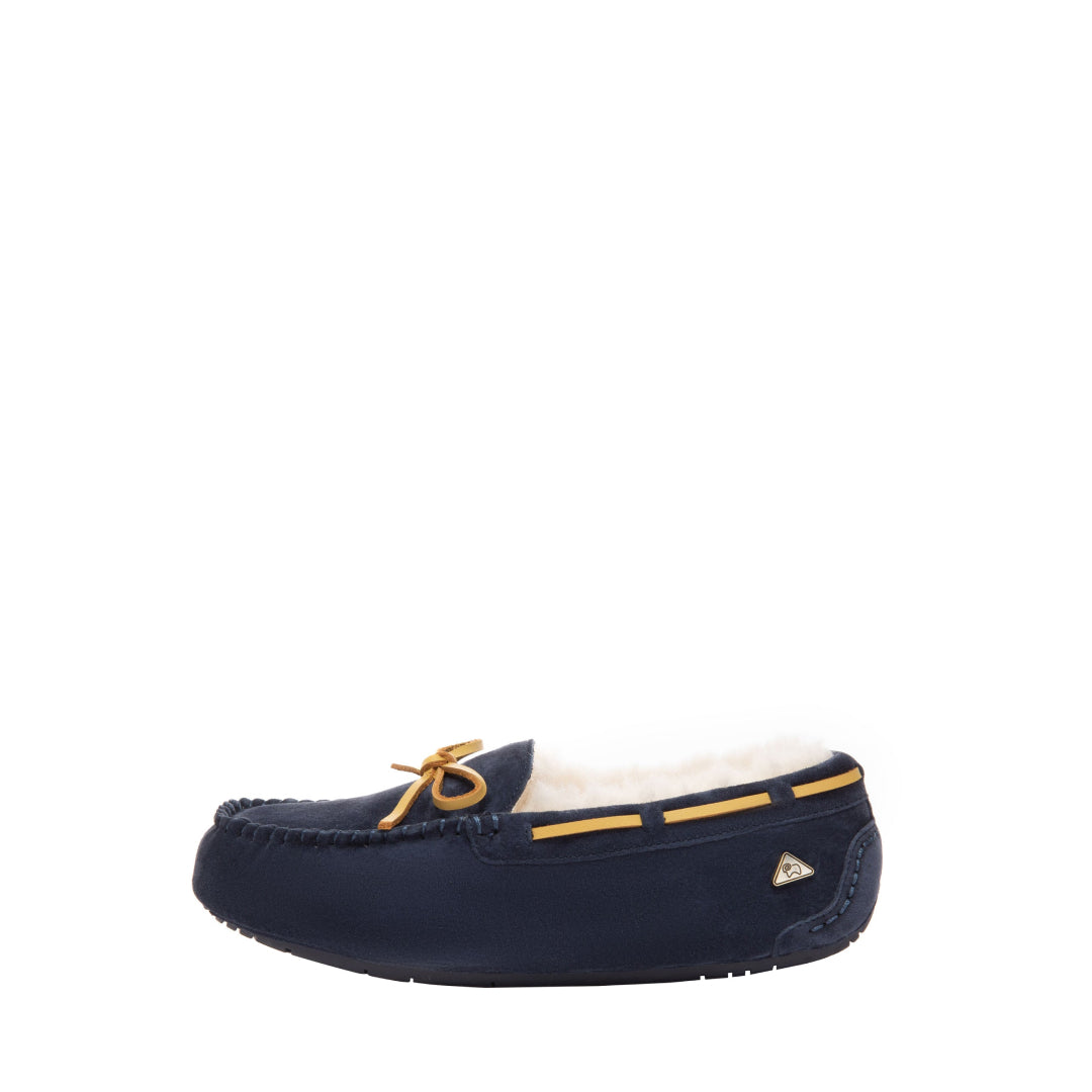 EVERAU Crested Leather Loafers Loafersy Granatowe