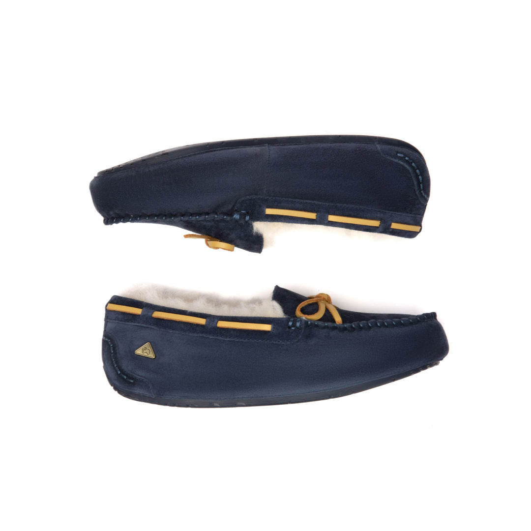 EVERAU Crested Leather Loafers Loafersy Granatowe