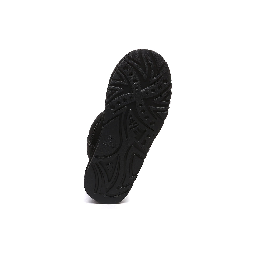 EVERAU Dusky Black Leather Platform Short Boots Botki Czarne