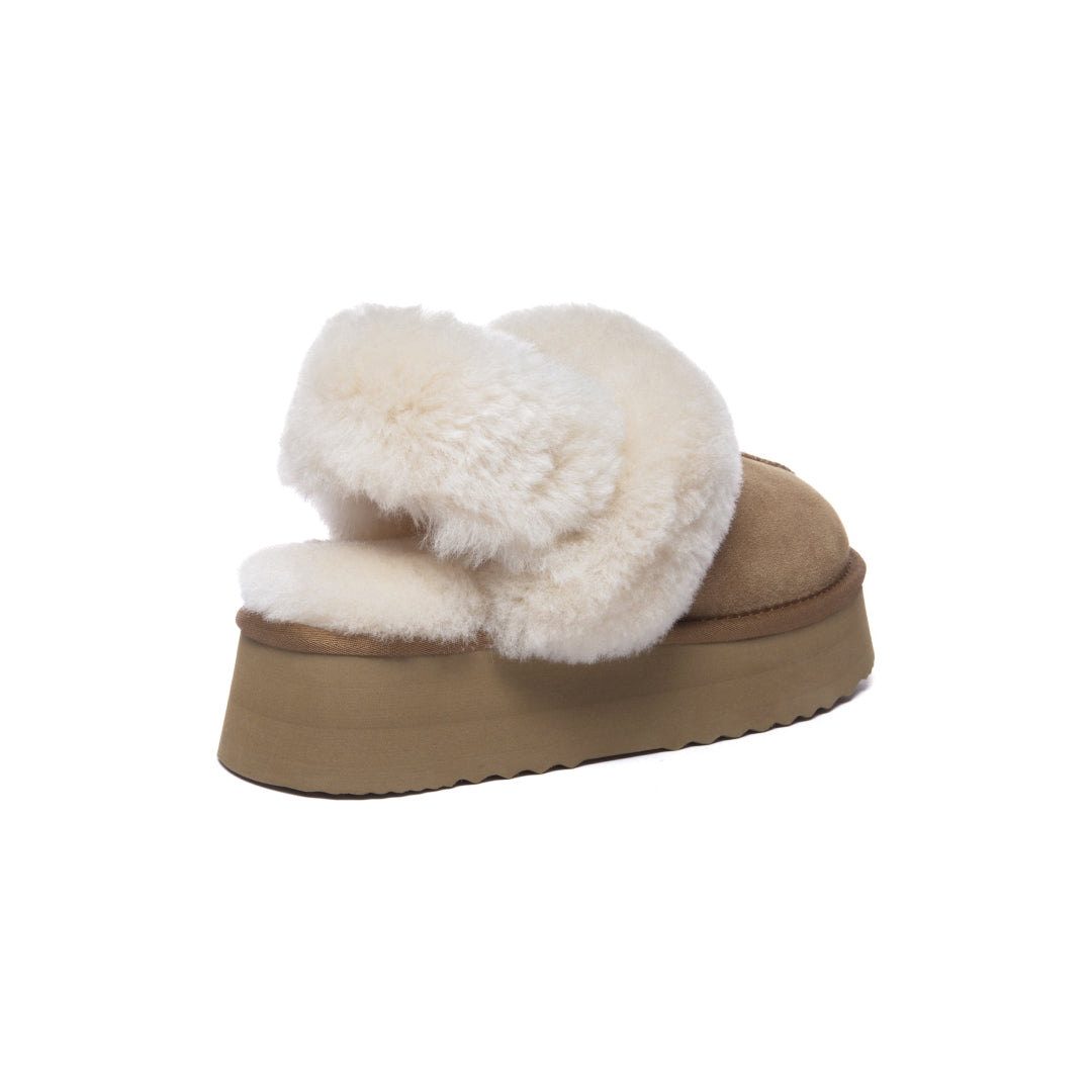 EVERAU Fantail Chestnut Leather Slippers With Two Removable Straps Kapcie Brązowe