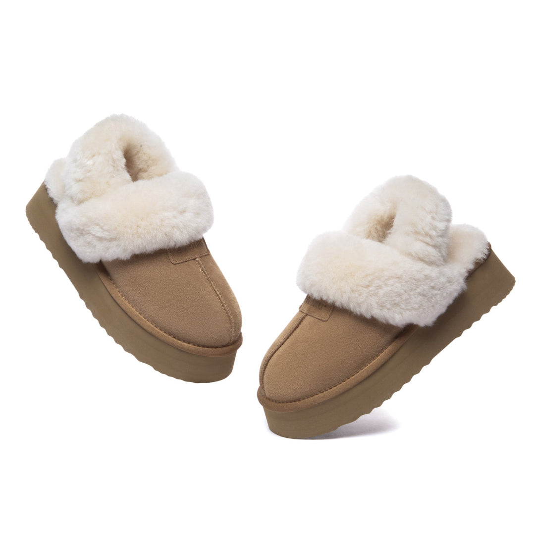 EVERAU Fantail Chestnut Leather Slippers With Two Removable Straps Kapcie Brązowe