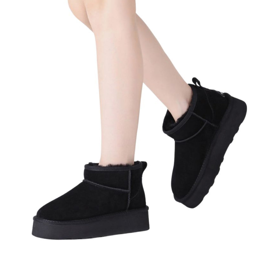 EVERAU Heron Black Ultra Mini Platform Boots Botki Czarne