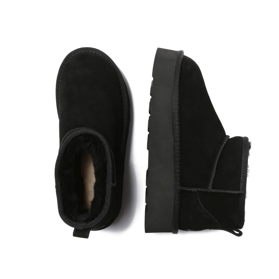 EVERAU Heron Black Ultra Mini Platform Boots Botki Czarne