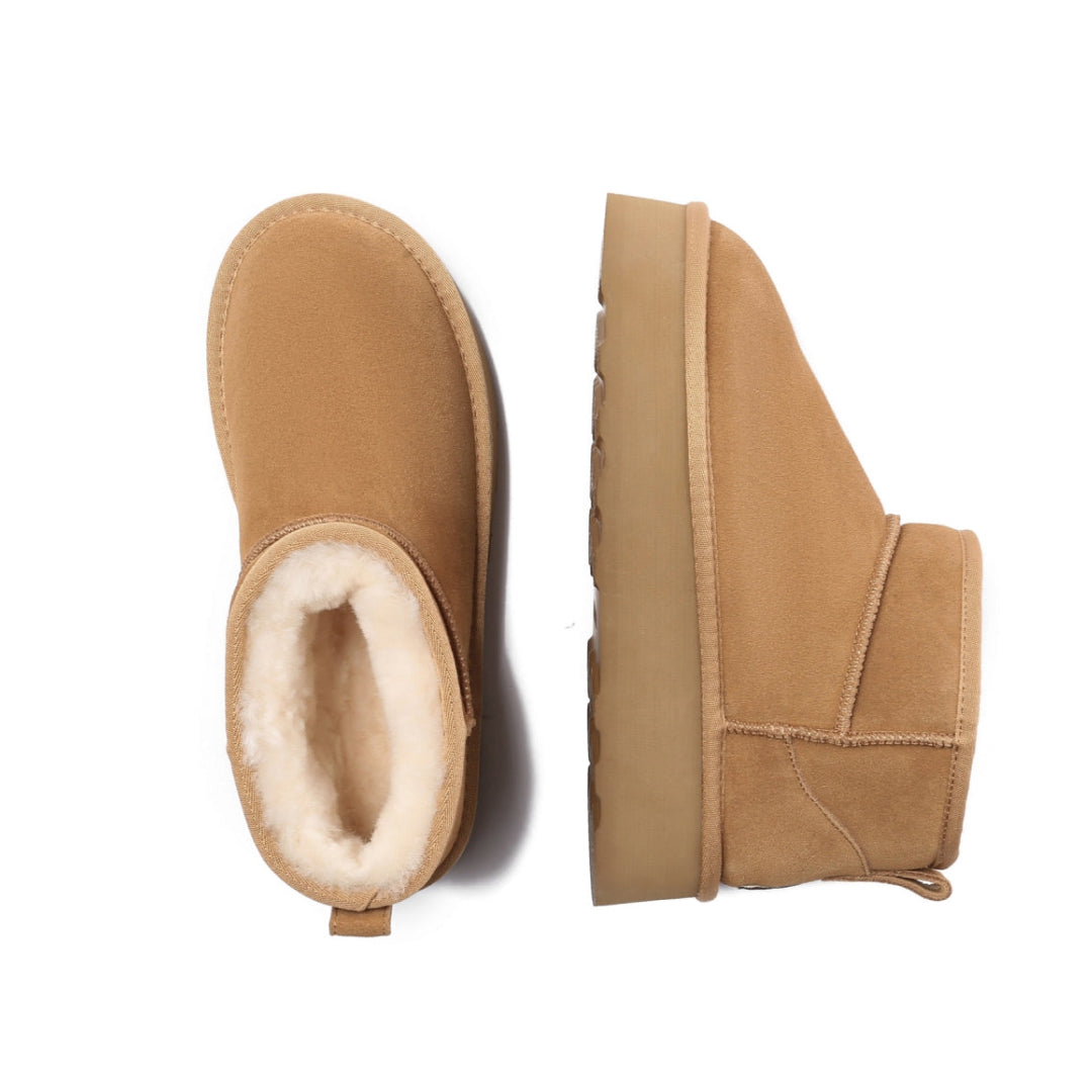 EVERAU Heron Chcestnut Ultra Mini Platform Boots Botki Brązowe