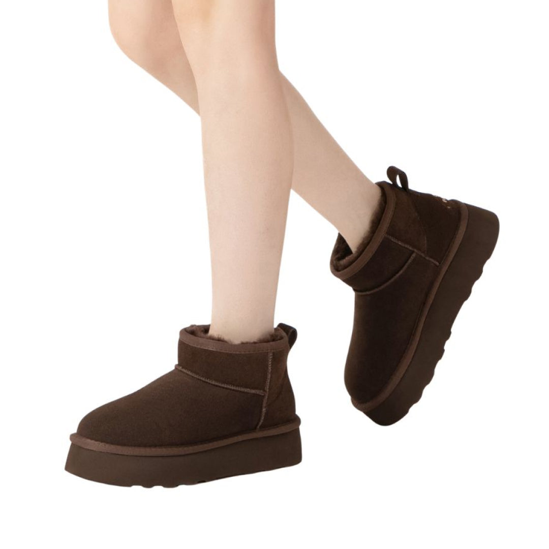 EVERAU Heron Chocolate Ultra Mini Platform Boots Botki Brązowe