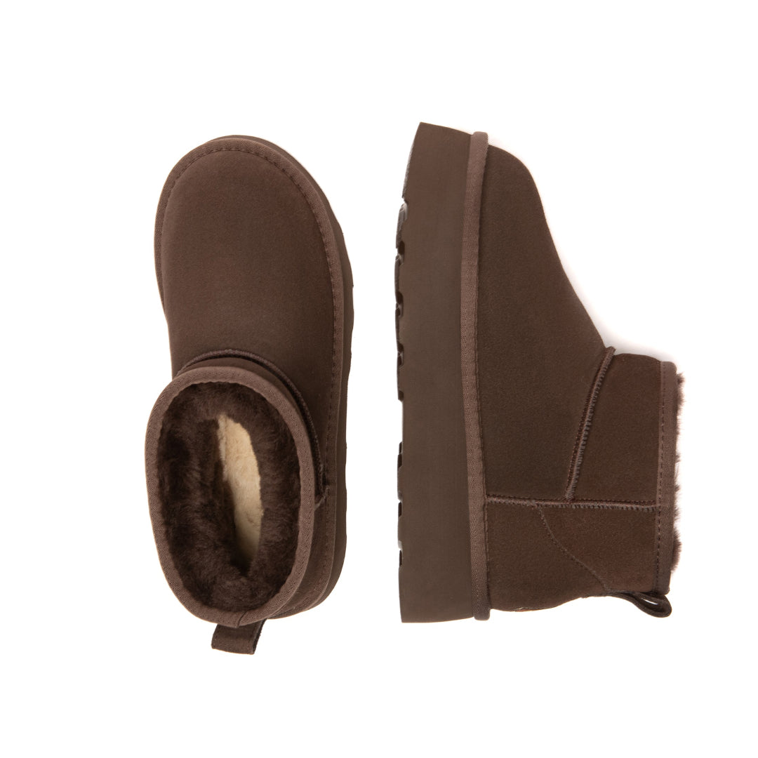 EVERAU Heron Chocolate Ultra Mini Platform Boots Botki Brązowe