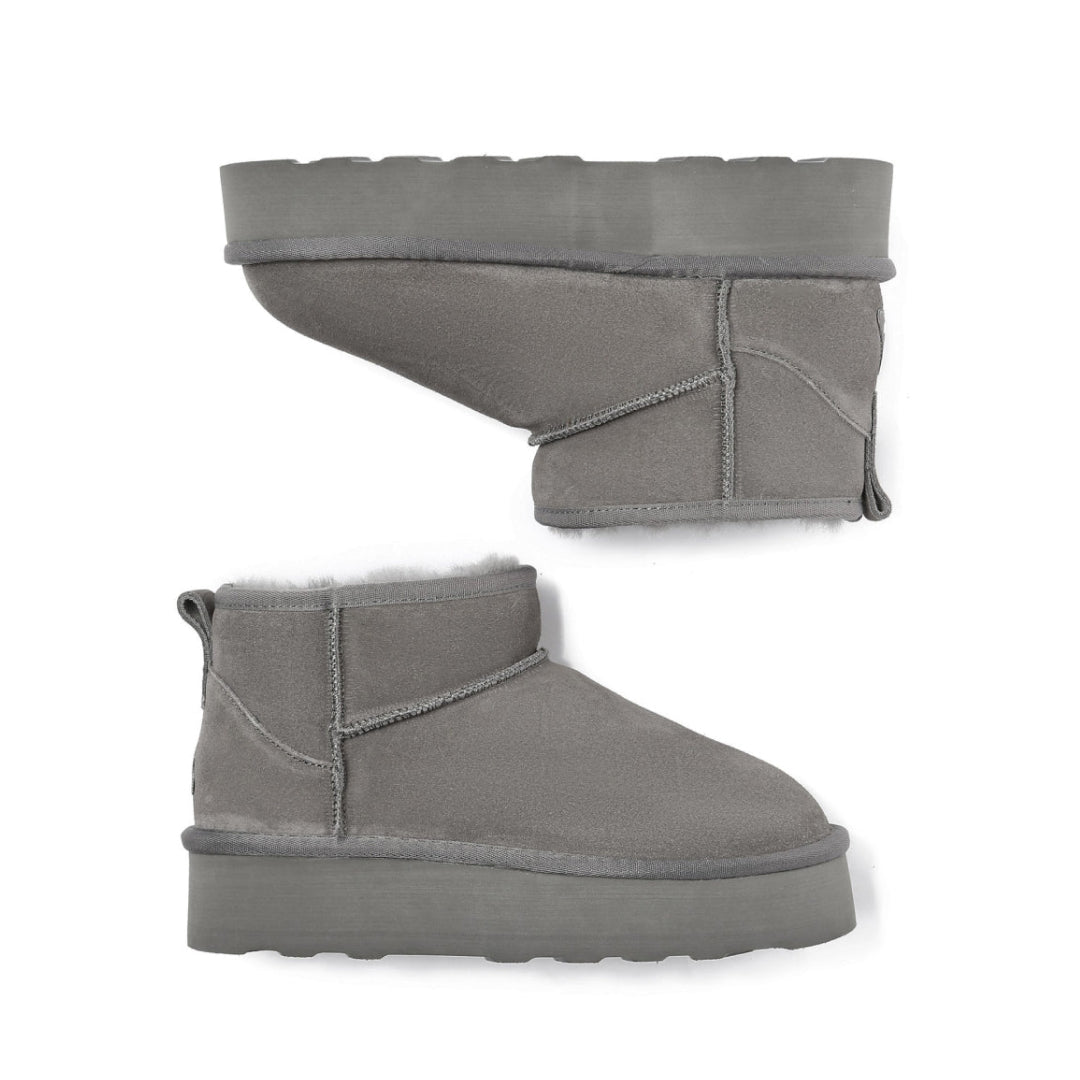 EVERAU Heron Grey Ultra Mini Platform Boots Botki Szare