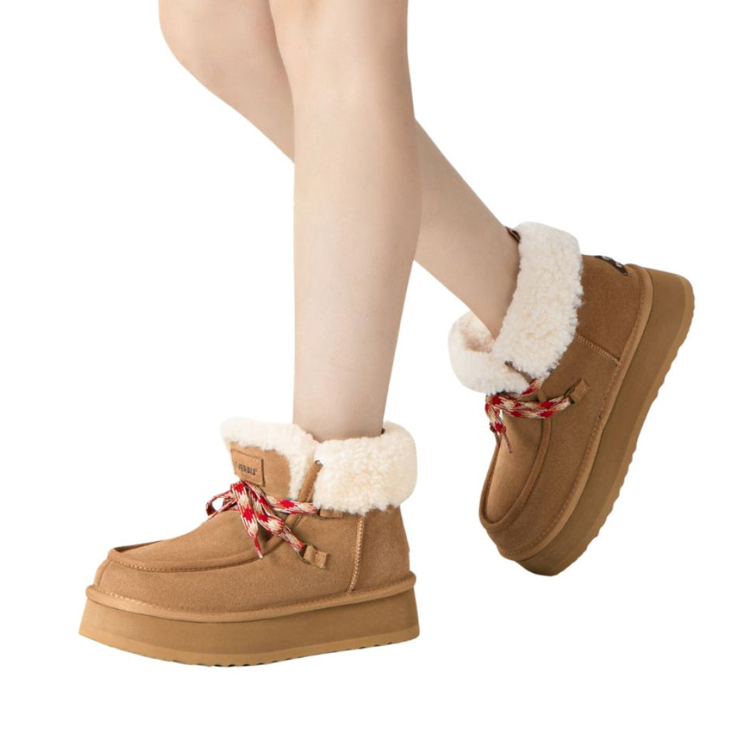 EVERAU Lapwing Chestnut Ankle Platform Boots Botki Brązowe