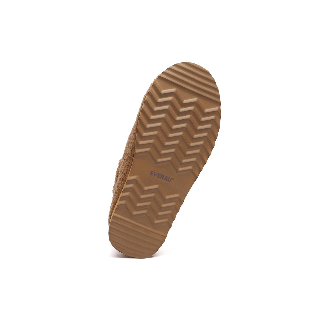 EVERAU Lewin Chestnut Plush Platform Slippers Kapcie Brązowe