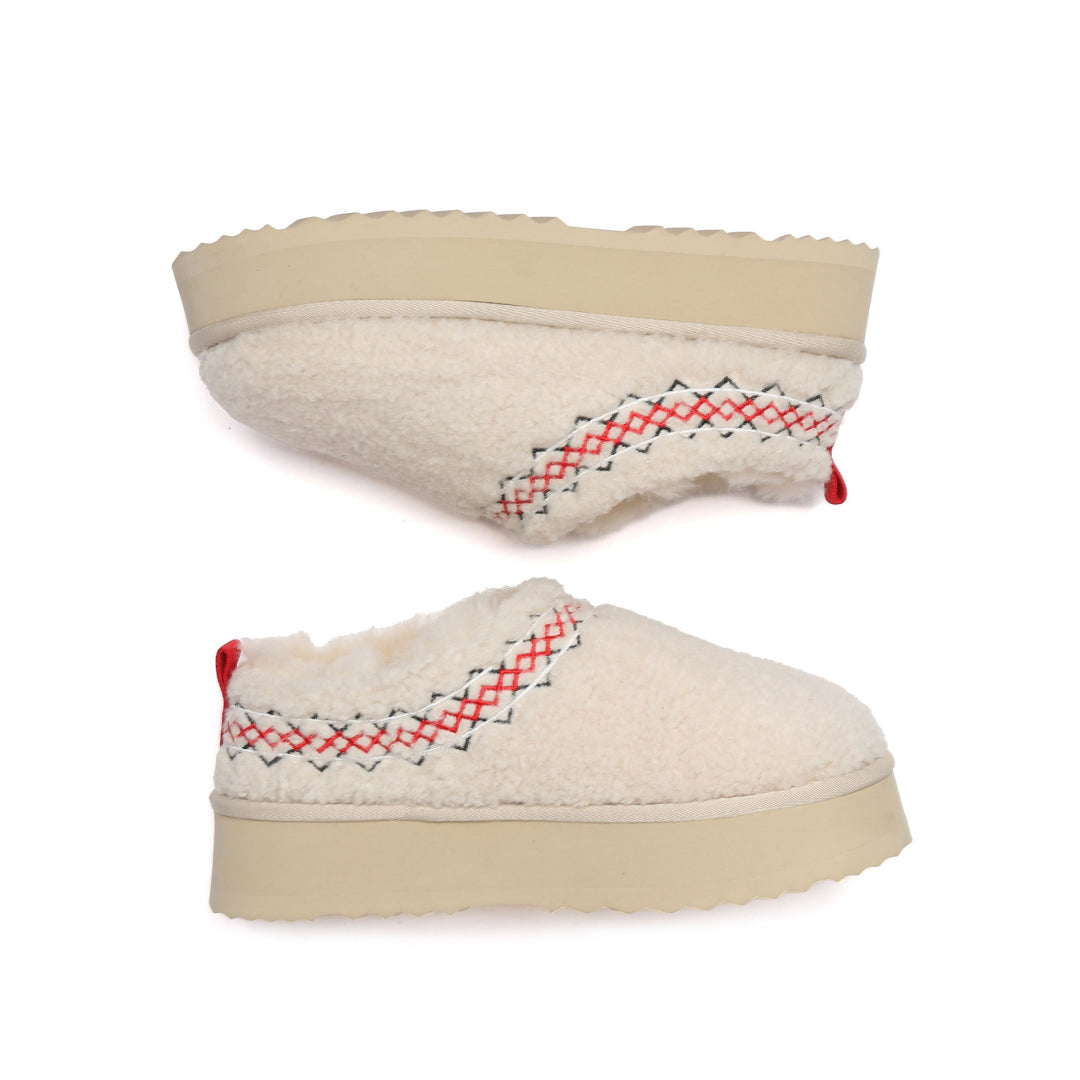 EVERAU Lewin Sand Plush Platform Slippers Kapcie Piaskowe