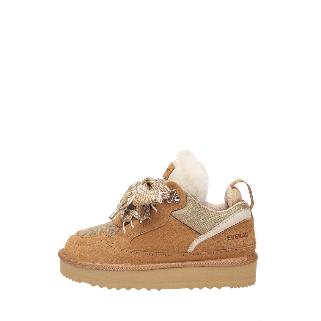 EVERAU Marbled Chestnut Lace up Platform Boots Sneakersy Brązowe