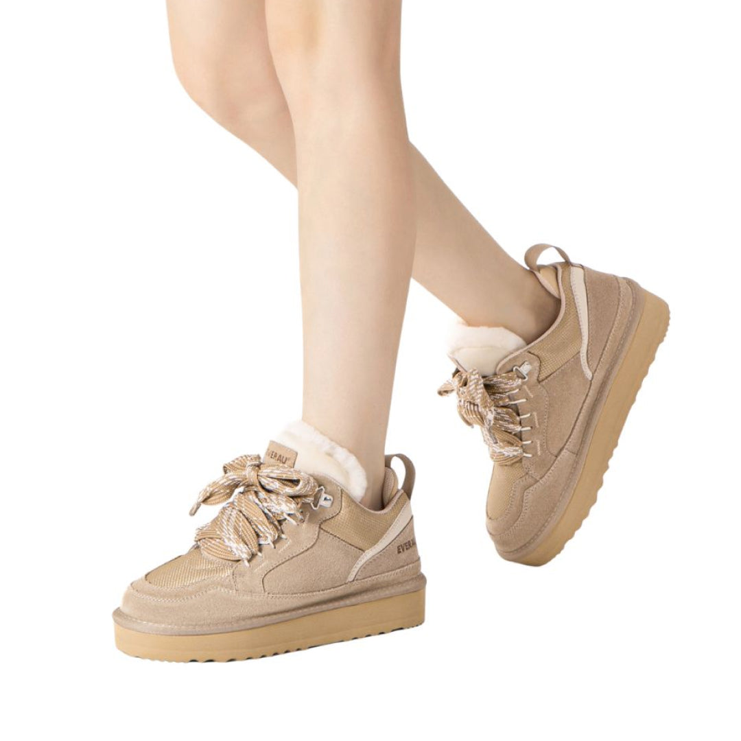 EVERAU Marbled Sand Lace up Platform Boots Sneakersy Piaskowe