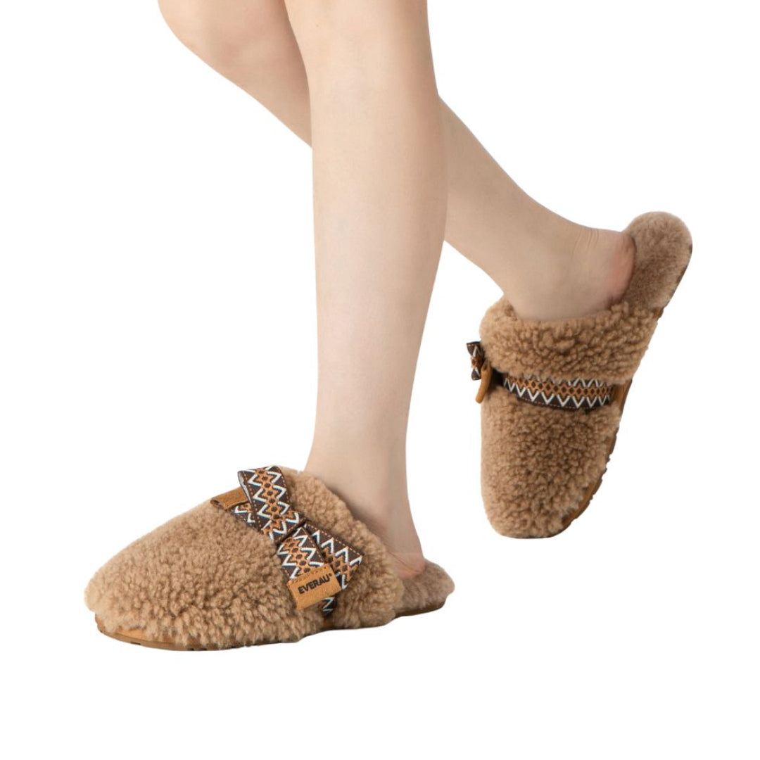 EVERAU Moorhen Brown Bow Slippers Kapcie Brązowe