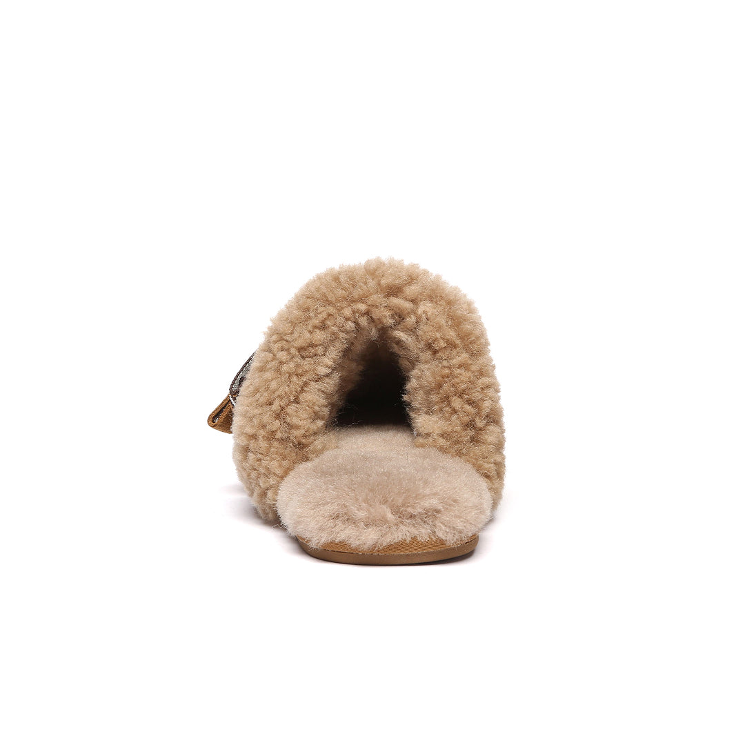 EVERAU Moorhen Brown Bow Slippers Kapcie Brązowe