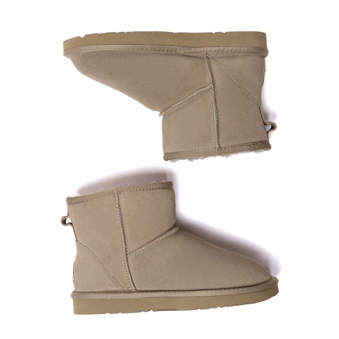 EVERAU Ostrich Brown Leather Short Boots Botki Brązowe