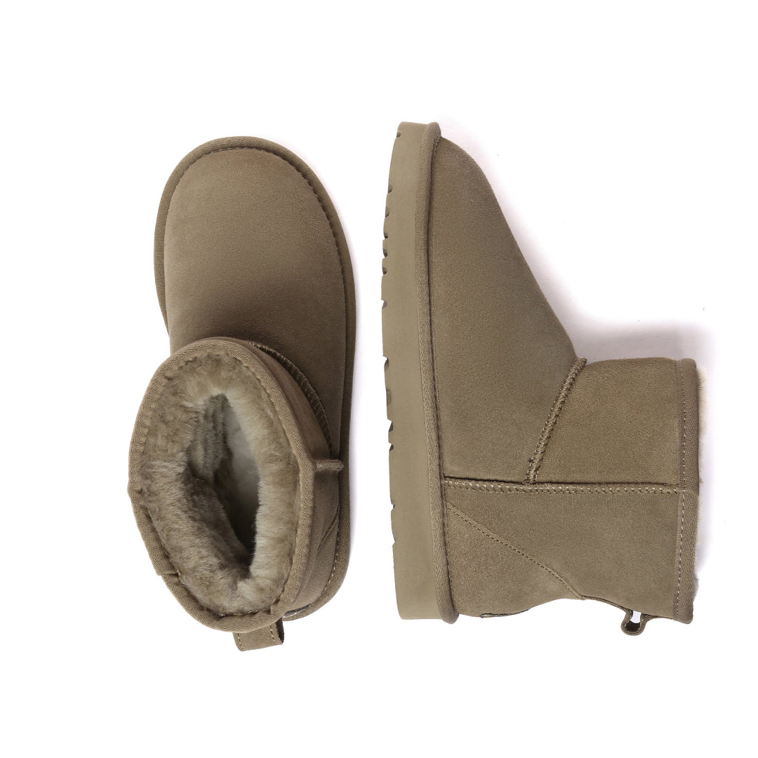 EVERAU Ostrich Caribou Leather Short Boots Botki Brązowe