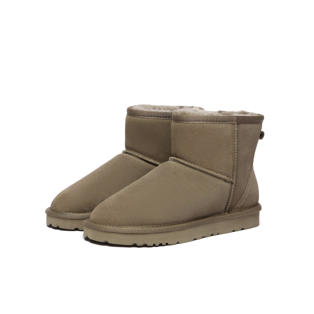 EVERAU Ostrich Caribou Leather Short Boots Botki Brązowe