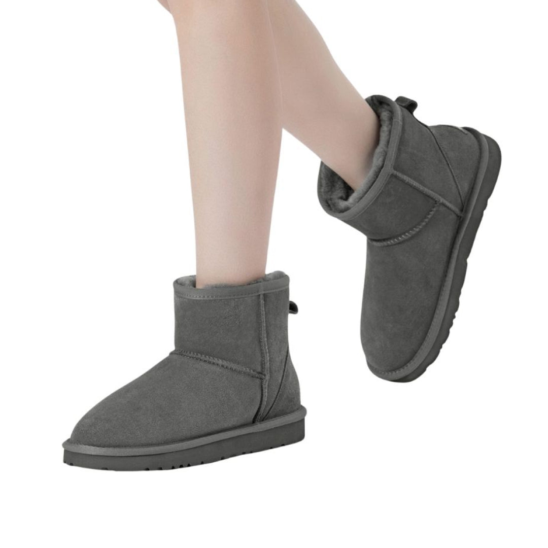 EVERAU Ostrich Grey Leather Short Boots Botki Szare