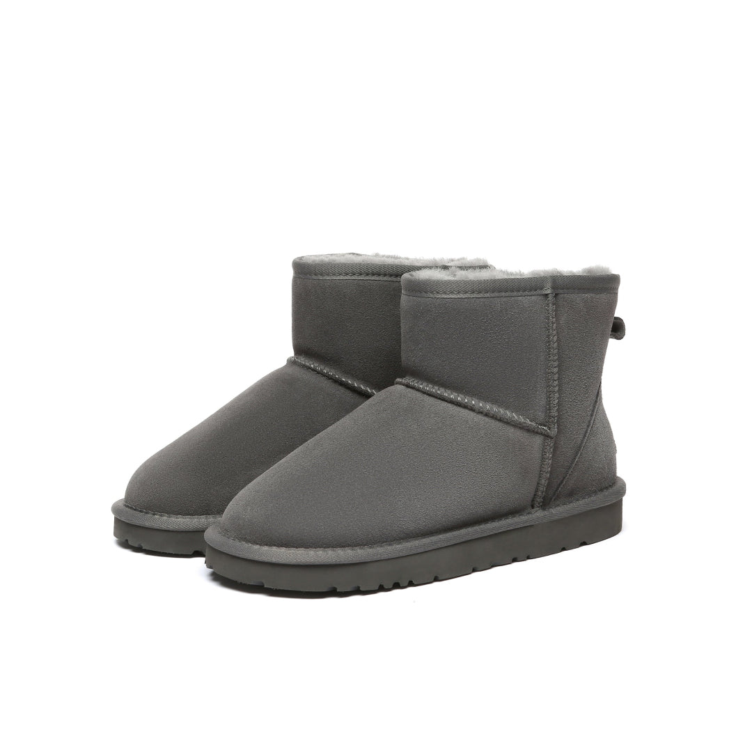 EVERAU Ostrich Grey Leather Short Boots Botki Szare