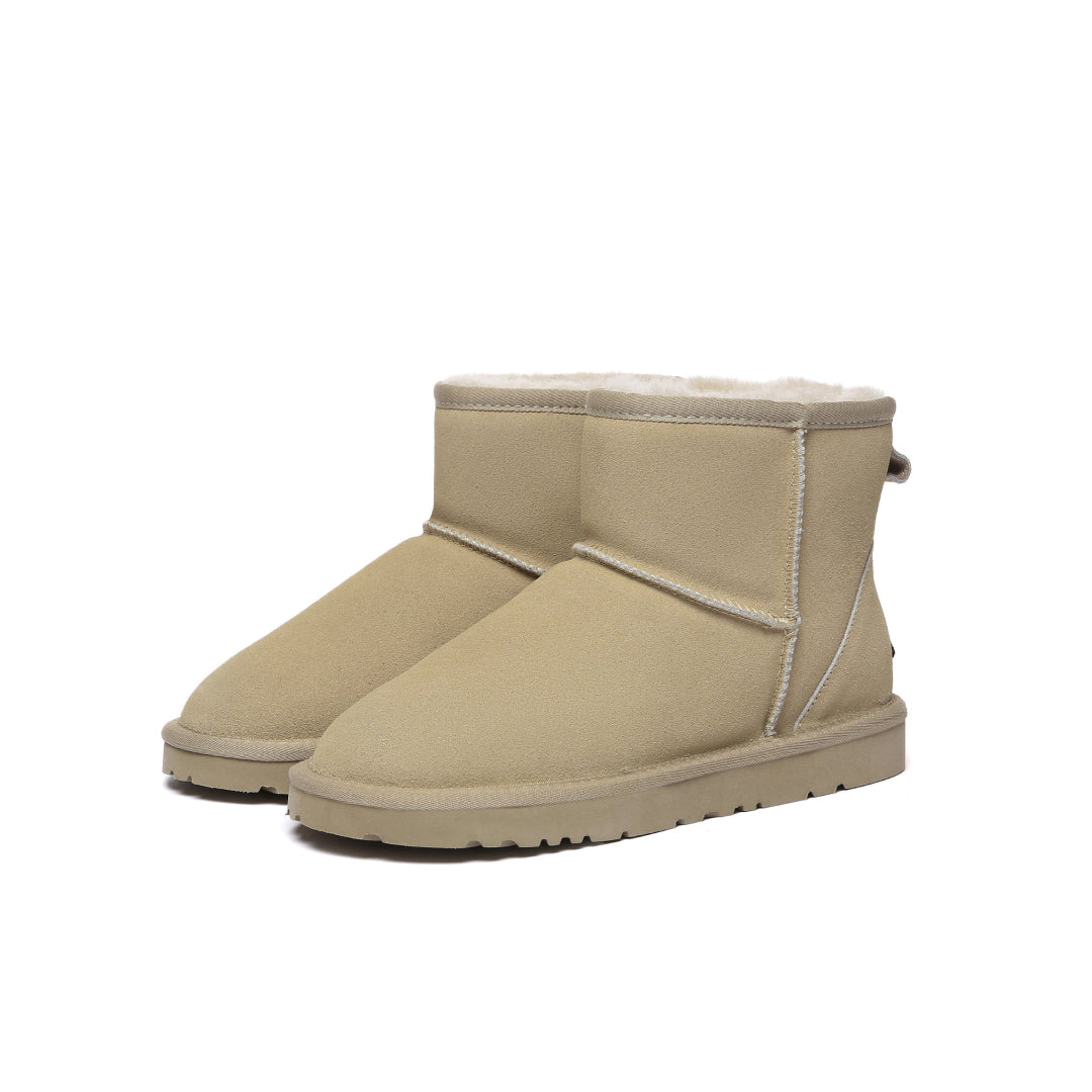 EVERAU Ostrich Sand Leather Short Boots Botki Piaskowe