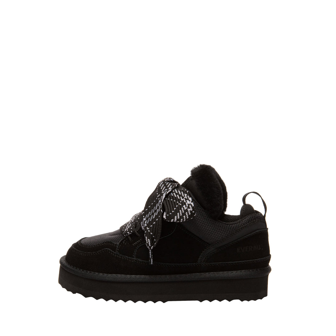 EVERAU Papuan Black Lace Up Sneakersy Czarne