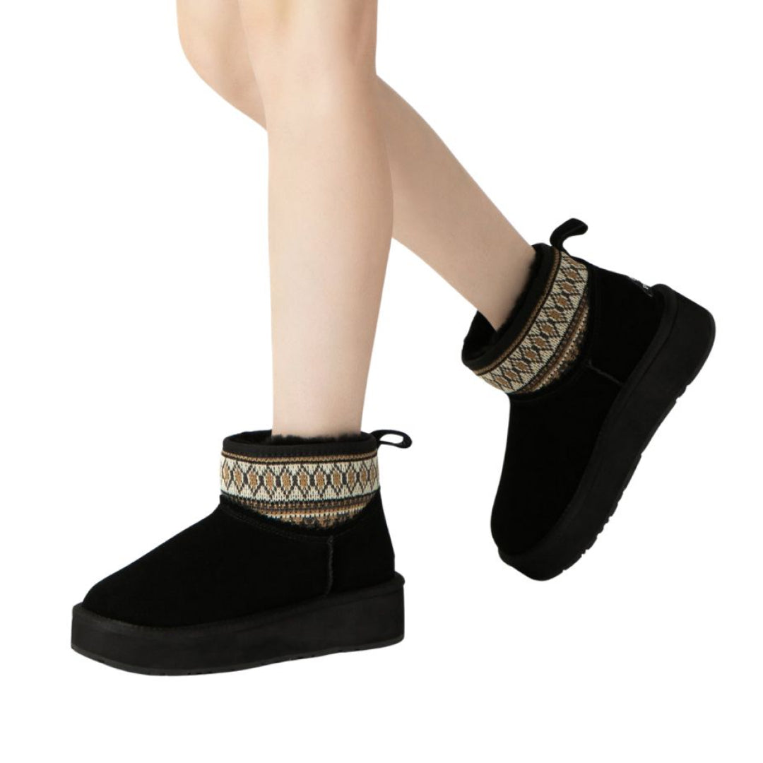 EVERAU Plover Black Ankle Platform Boots Botki Czarne