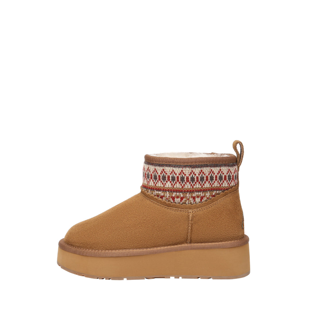 EVERAU Plover Chestnut Ankle Platform Boots Botki Brązowe