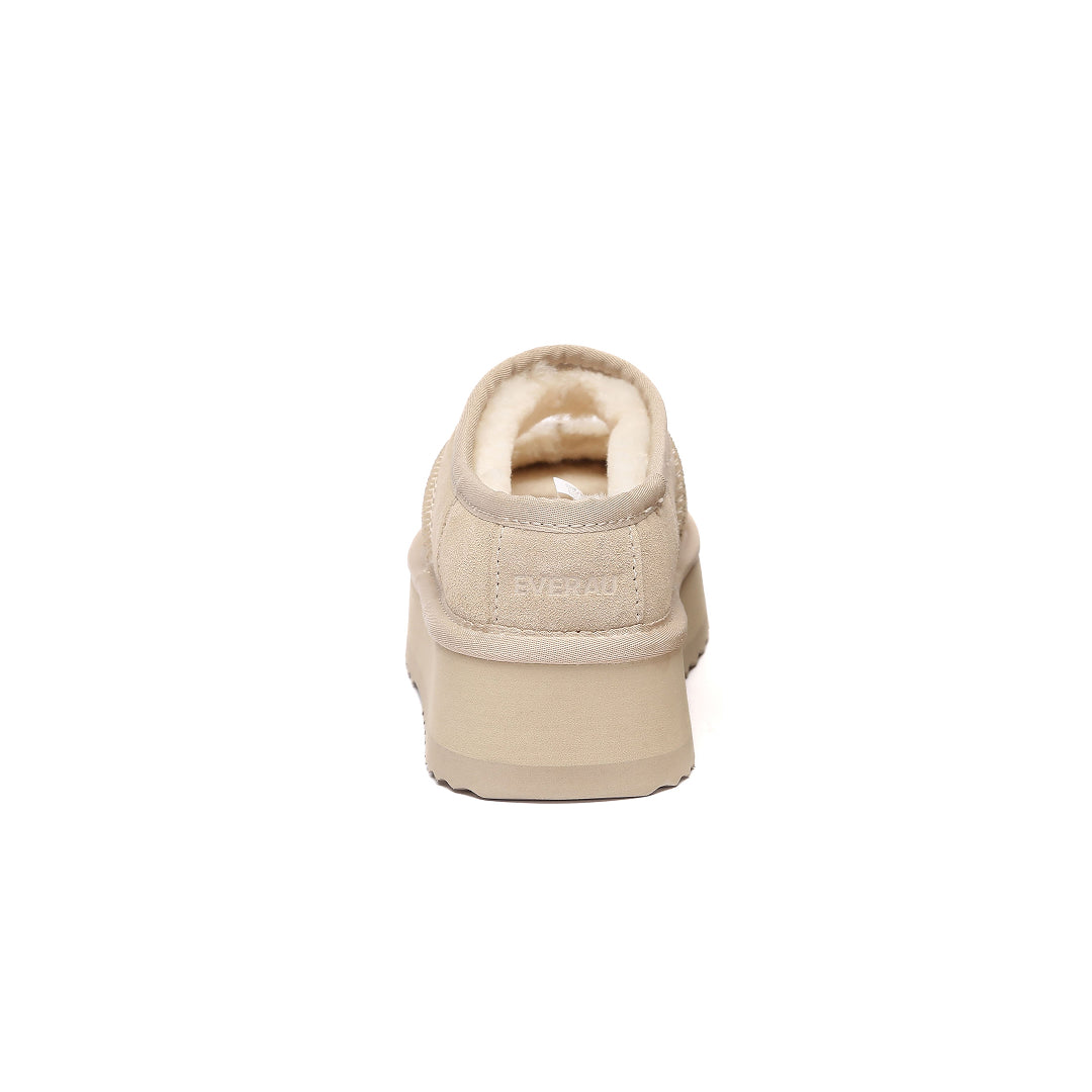 EVERAU Plumed Sand Ankle Platform Baleriny Beżowe