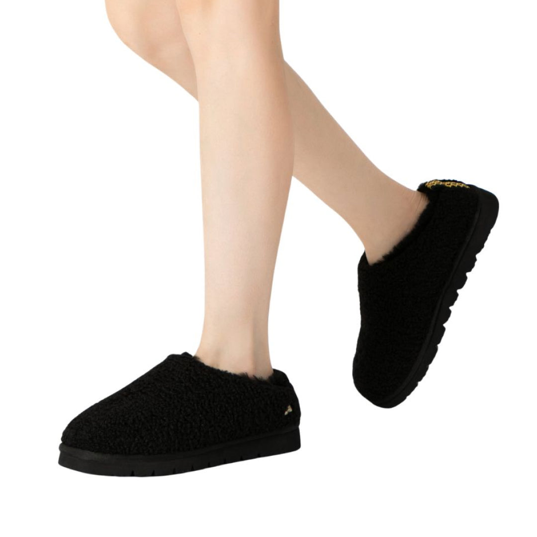 EVERAU Snipe Black Plush Ankle Slippers Kapcie Czarne