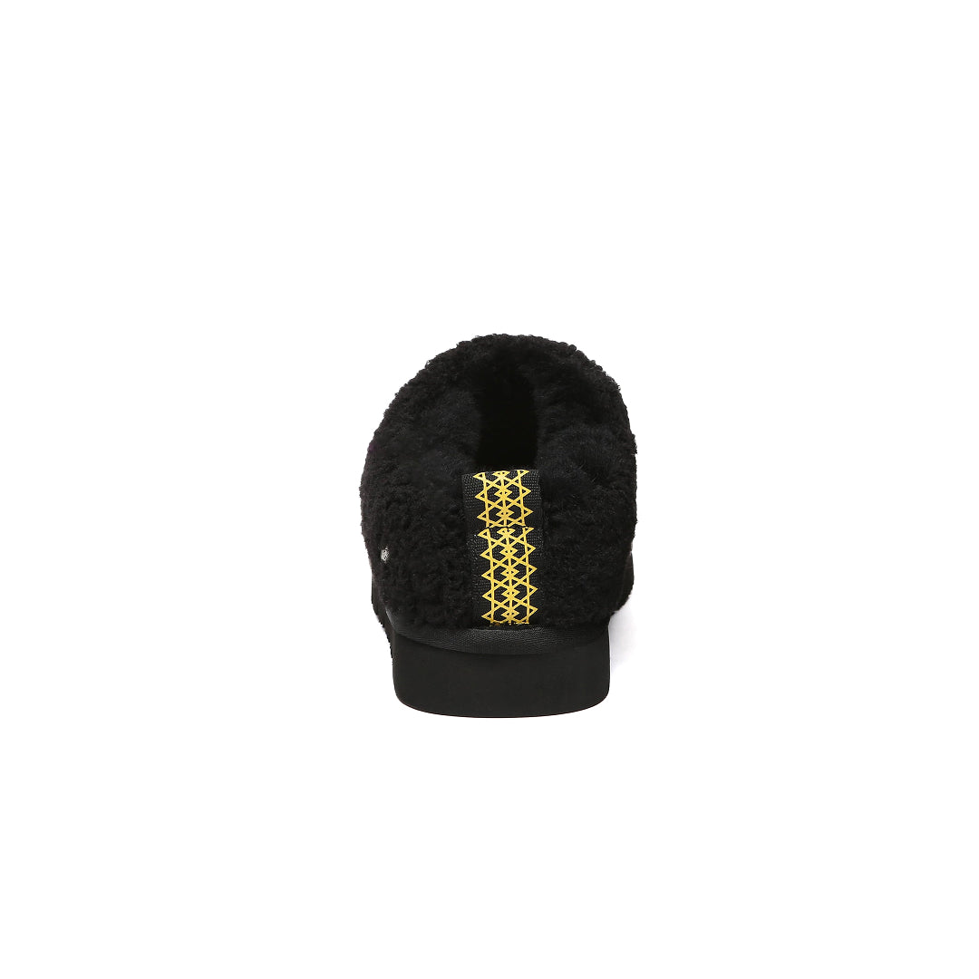 EVERAU Snipe Black Plush Ankle Slippers Kapcie Czarne