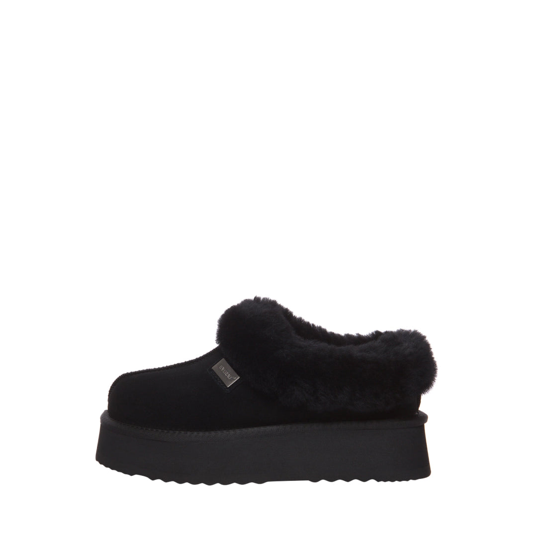 EVERAU Topknot Black Leather Slippers Kapcie Czarne