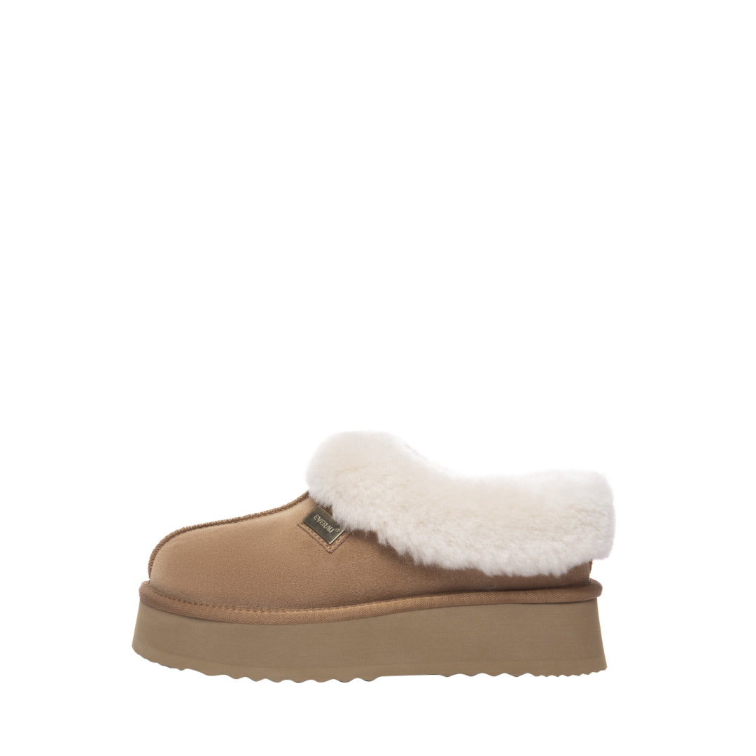 EVERAU Topknot Chestnut Leather Slippers Kapcie Brązowe
