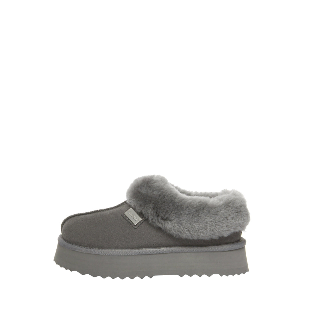 EVERAU Topknot Grey Leather Slippers Kapcie Szare
