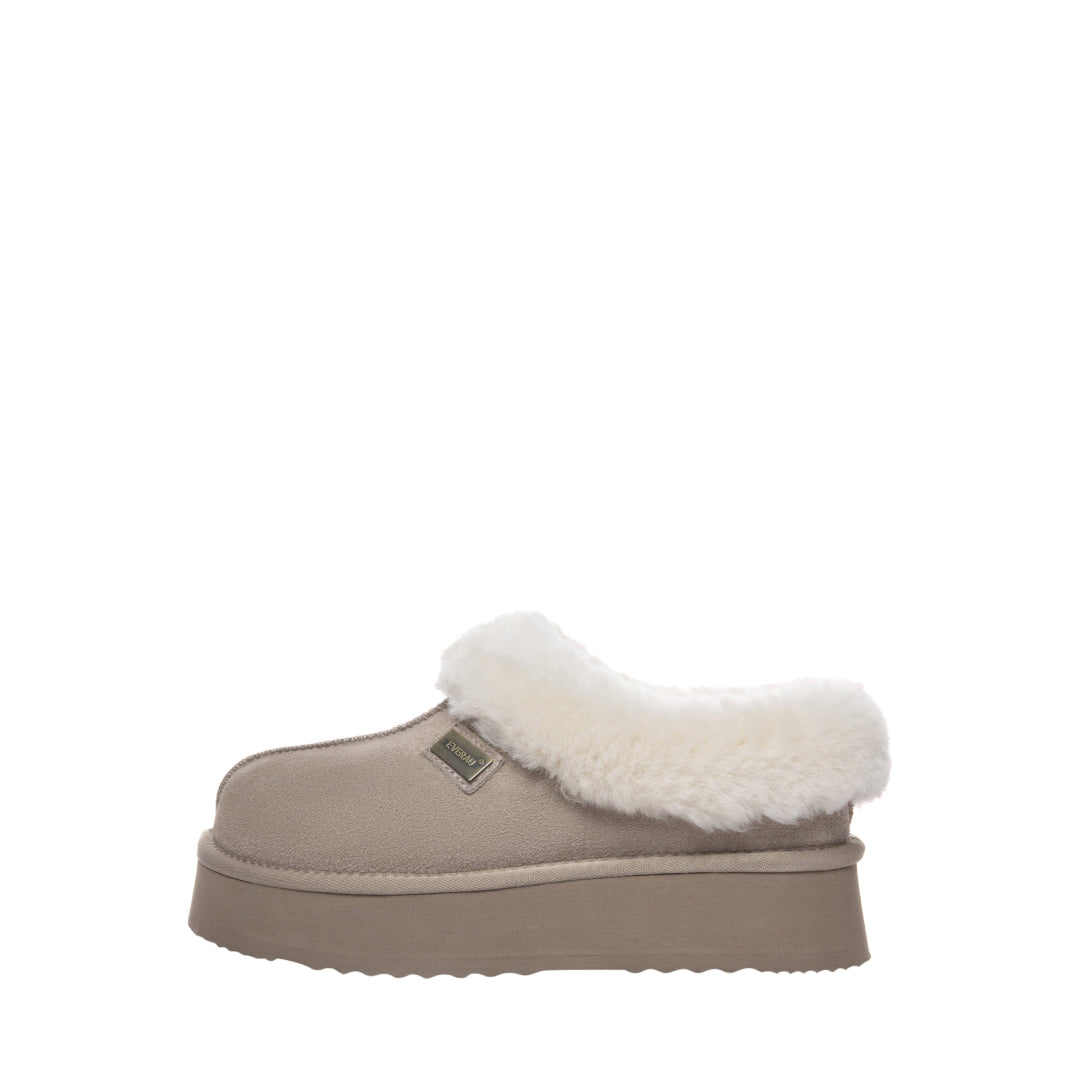 EVERAU Topknot Sand Leather Slippers Kapcie Beżowe