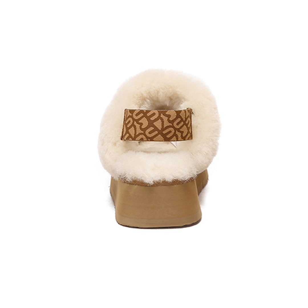 EVERAU Wagtail Chestnut Platform Slippers Kapcie Brązowe