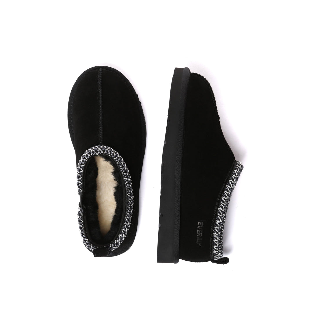 EVERAU Wigeon Black Leather Slippers Kapcie Czarne