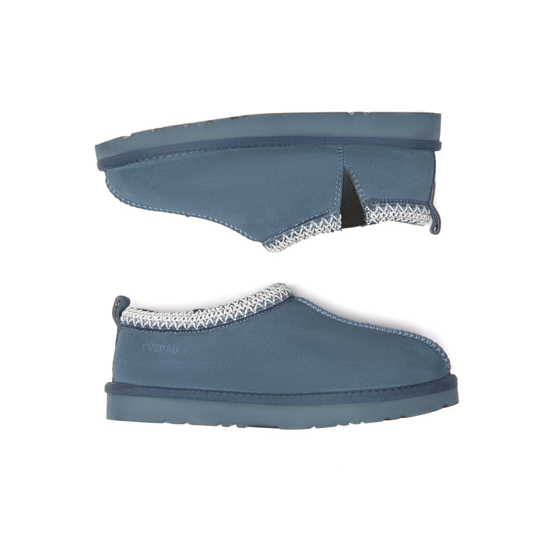 EVERAU Wigeon Denim Blue Leather Slippers Kapcie Niebieskie