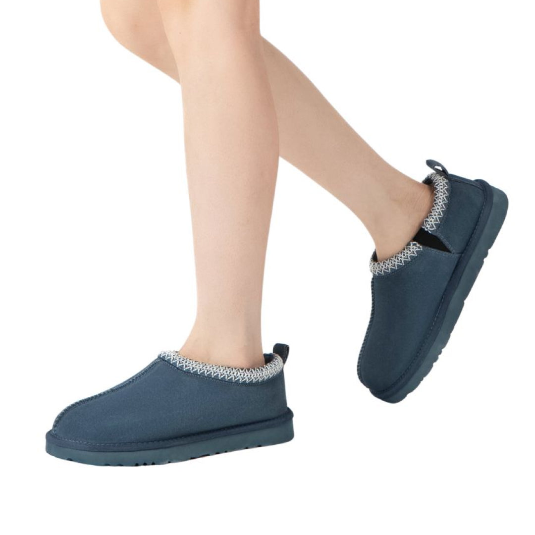 EVERAU Wigeon Denim Blue Leather Slippers Kapcie Niebieskie