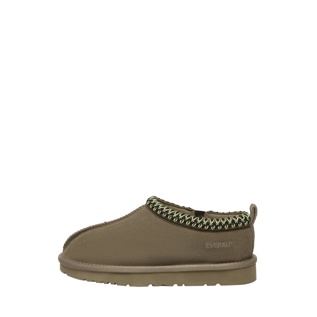 EVERAU Wigeon Olive Leather Slippers Kapcie Oliwkowe