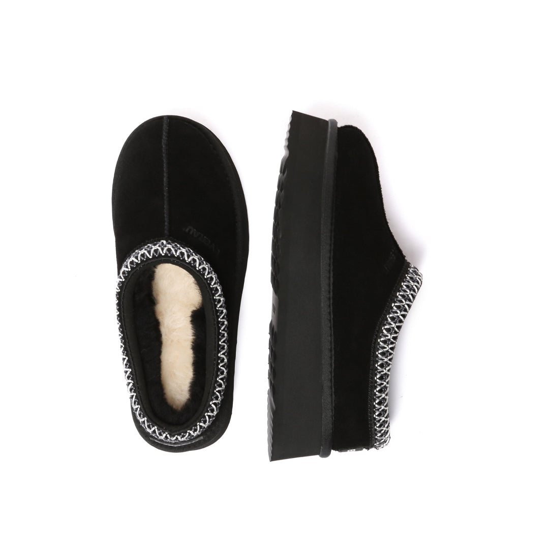 EVERAU Wonga Leather Slippers Kapcie Czarne
