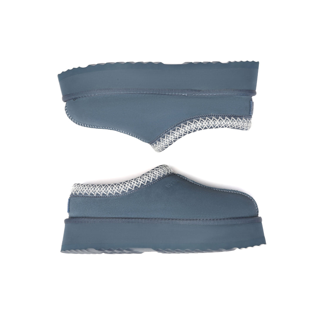 EVERAU Wonga Leather Slippers Kapcie Niebieskie