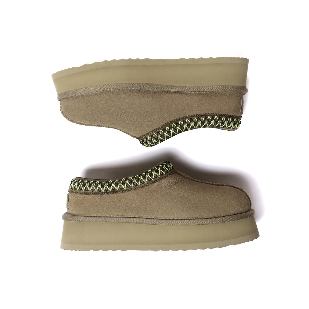 EVERAU Wonga Leather Slippers Kapcie Oliwkowe