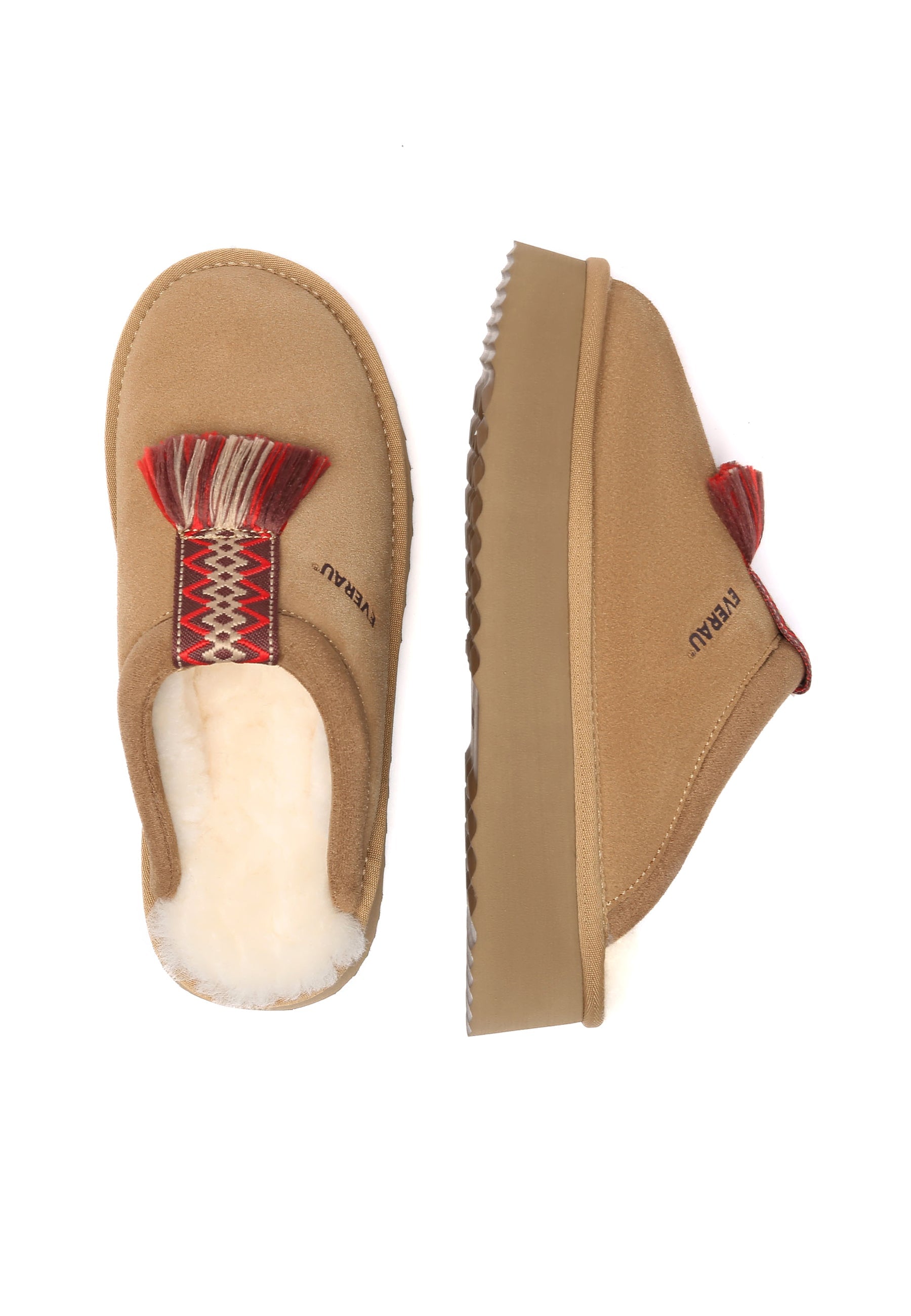 EVERAU Caspian Chestnut Platform Slippers Kapcie Brązowe