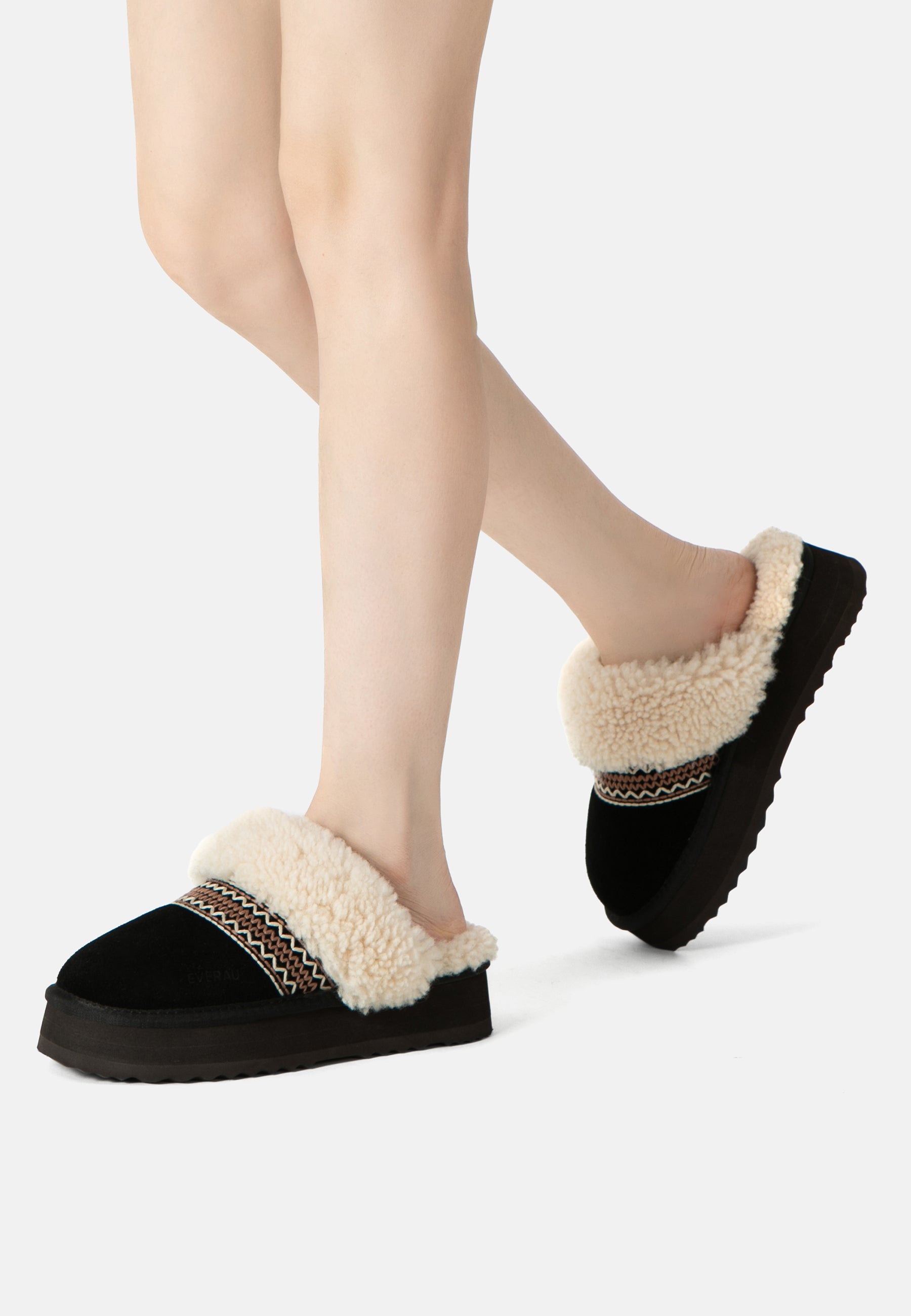 EVERAU Crake Black Platform Slippers Kapcie Czarne