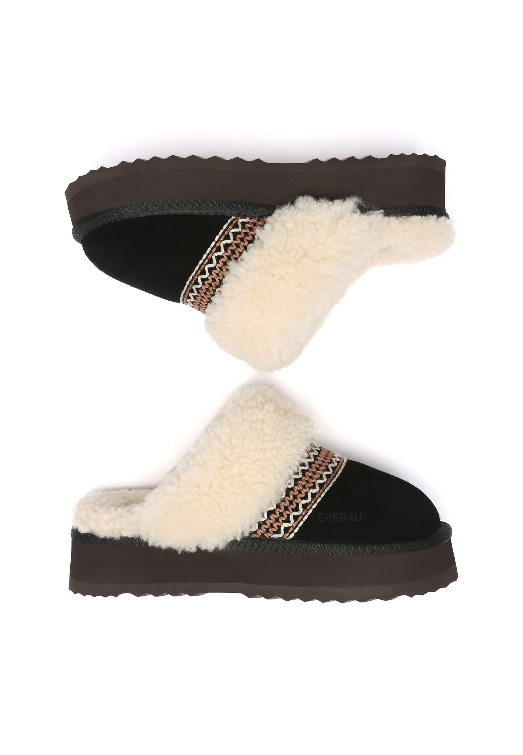 EVERAU Crake Black Platform Slippers Kapcie Czarne