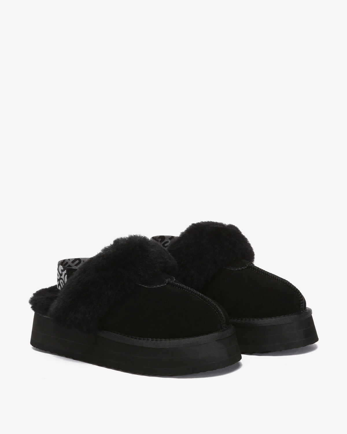 EVERAU Wagtail Black Platform Slippers Kapcie Czarne