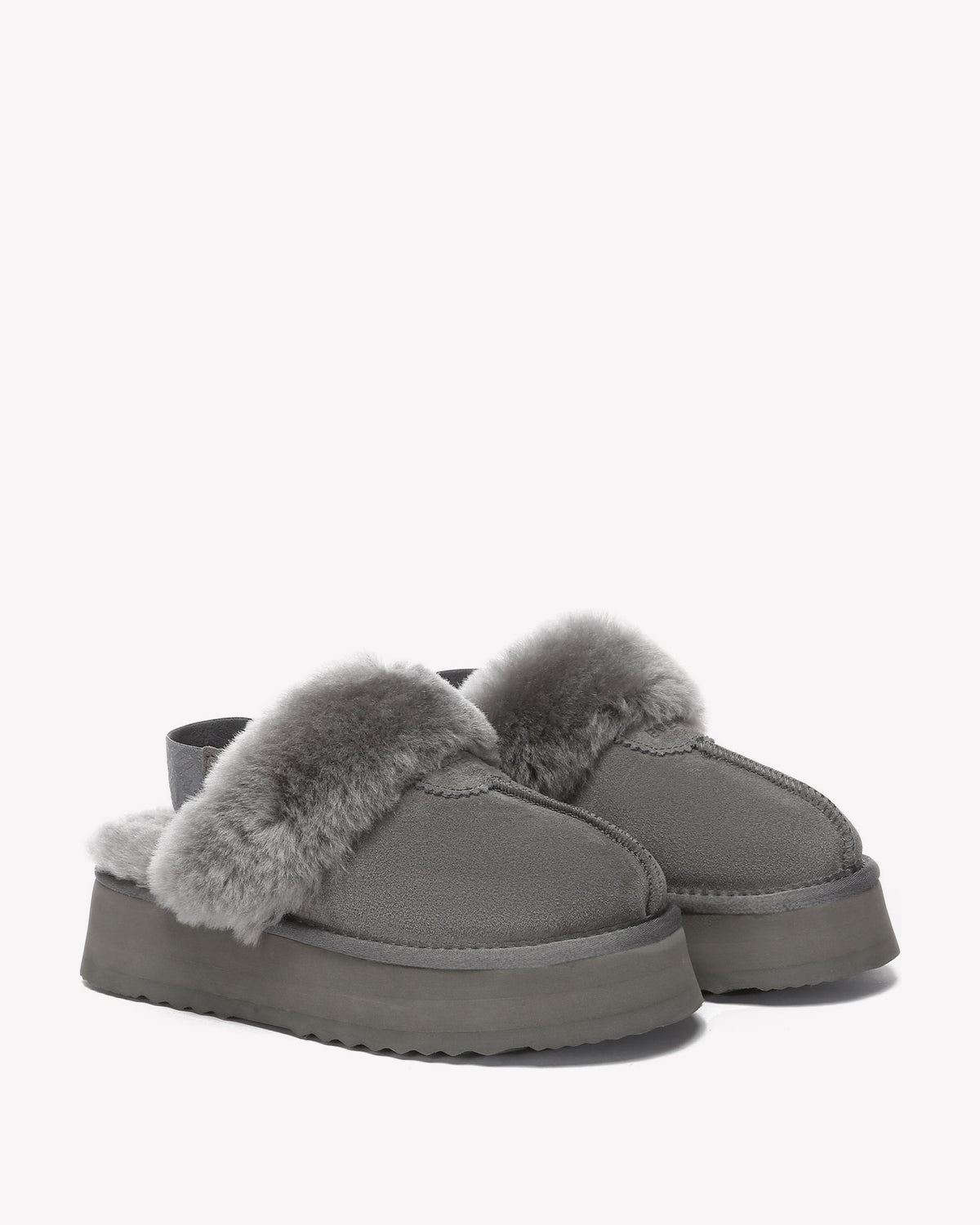 EVERAU Wagtail Grey Platform Slippers Kapcie Szare