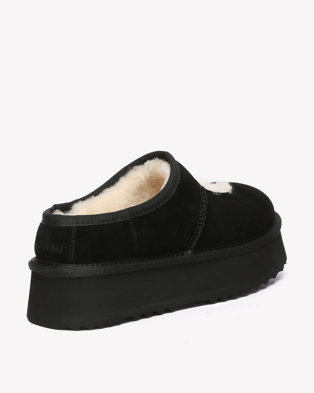 EVERAU Plumed Black Ankle Platform Baleriny Czarne