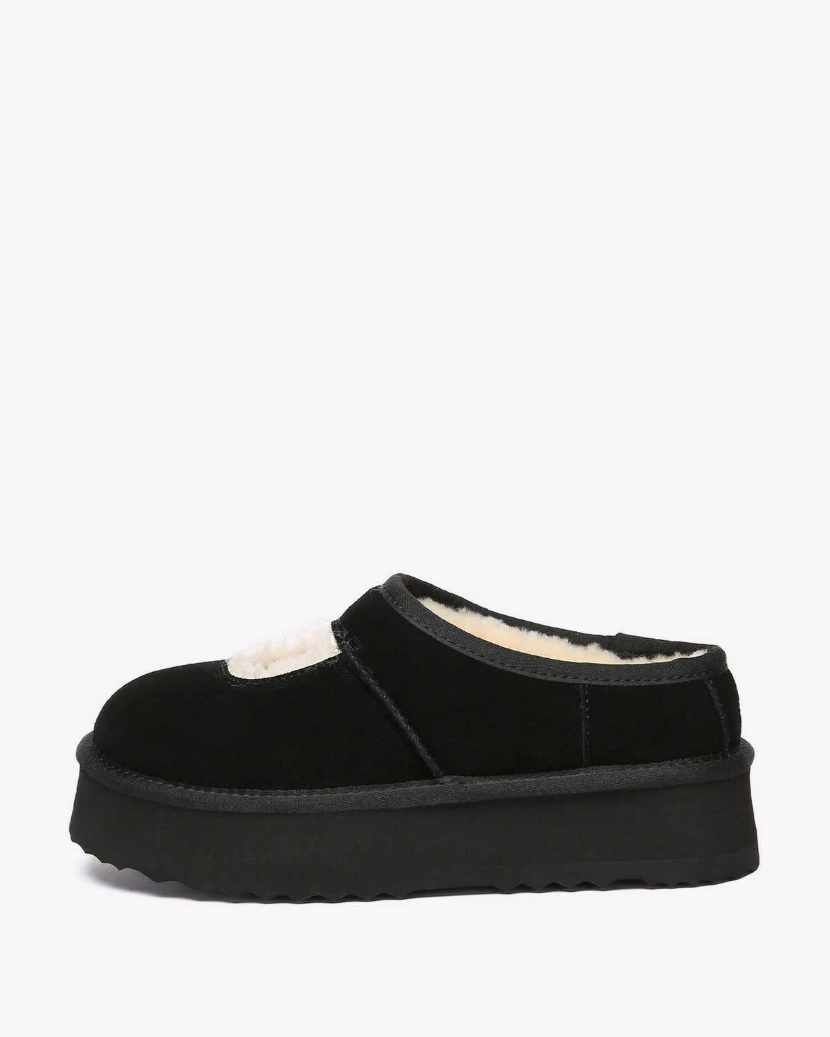 EVERAU Plumed Black Ankle Platform Baleriny Czarne